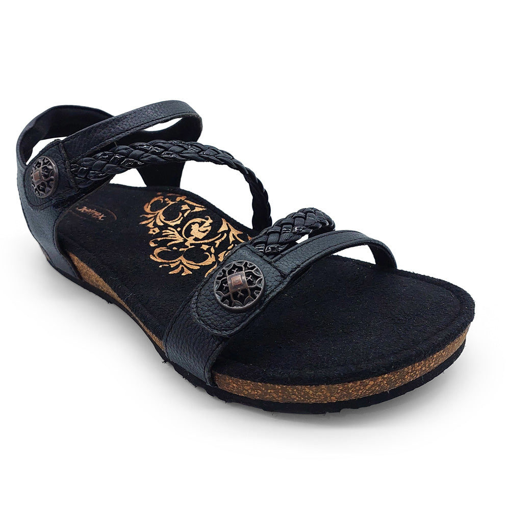 Aetrex Women's Jillian Black Leather Natural Fit Footwear