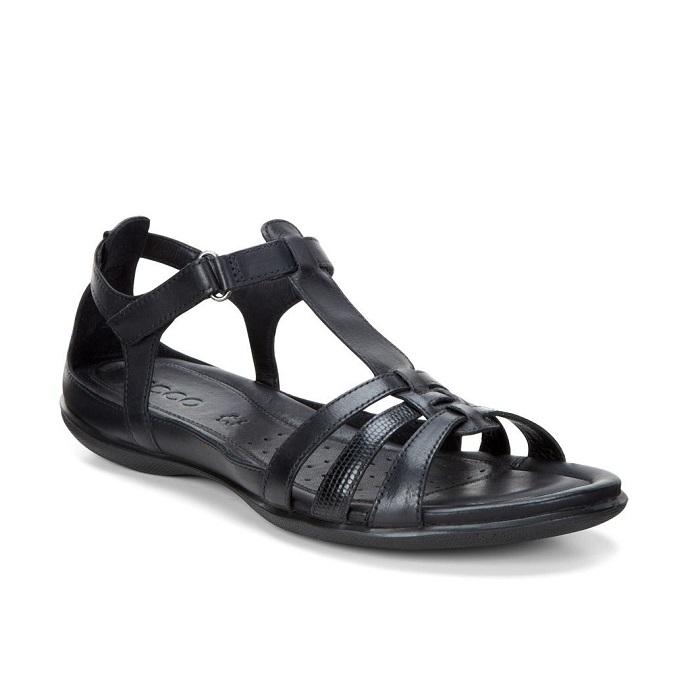 ECCO Women's Flash T-Bar Sandal Black Natural Fit Footwear