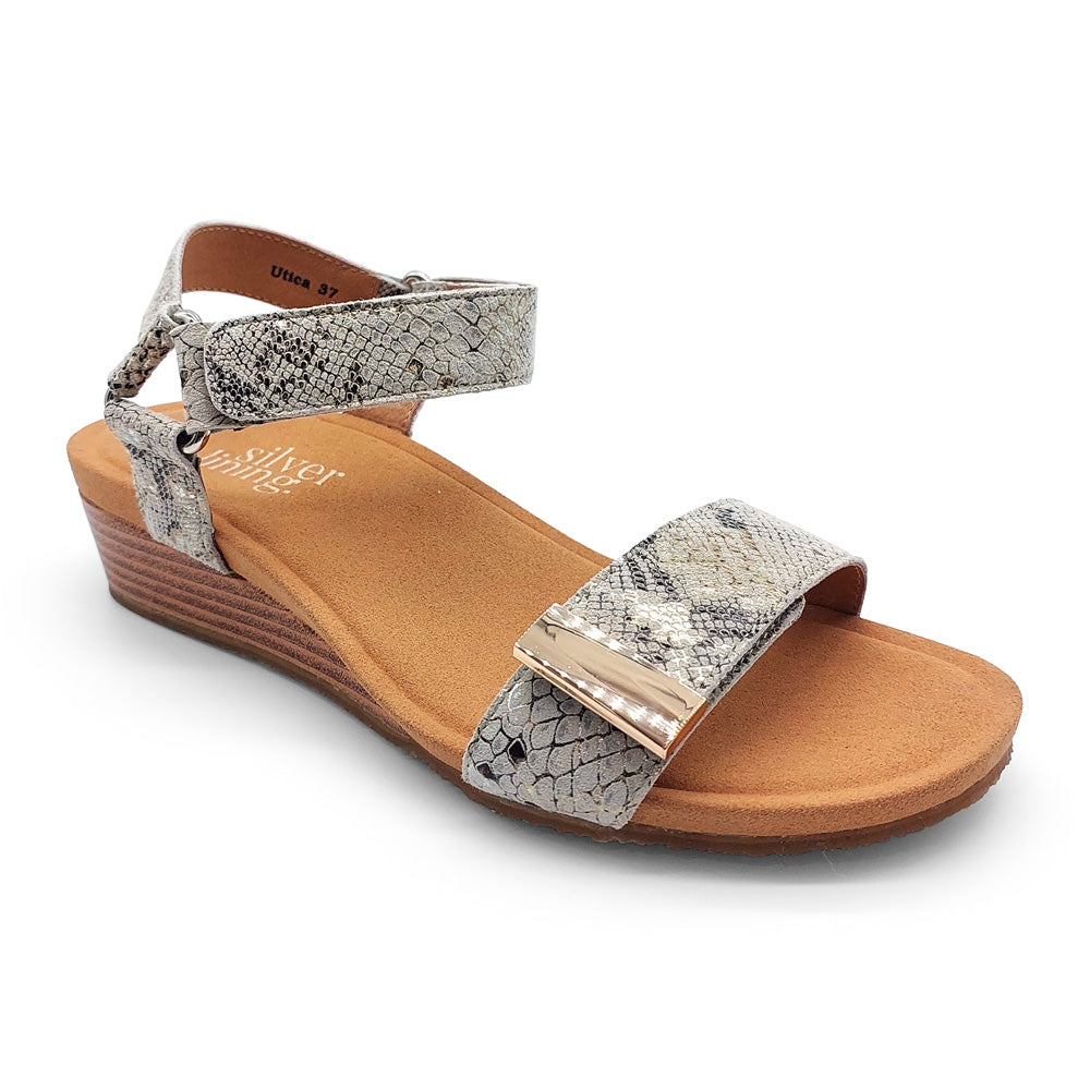 Silver Lining Women's Utica Print Taupe Snake Natural Fit Footwear