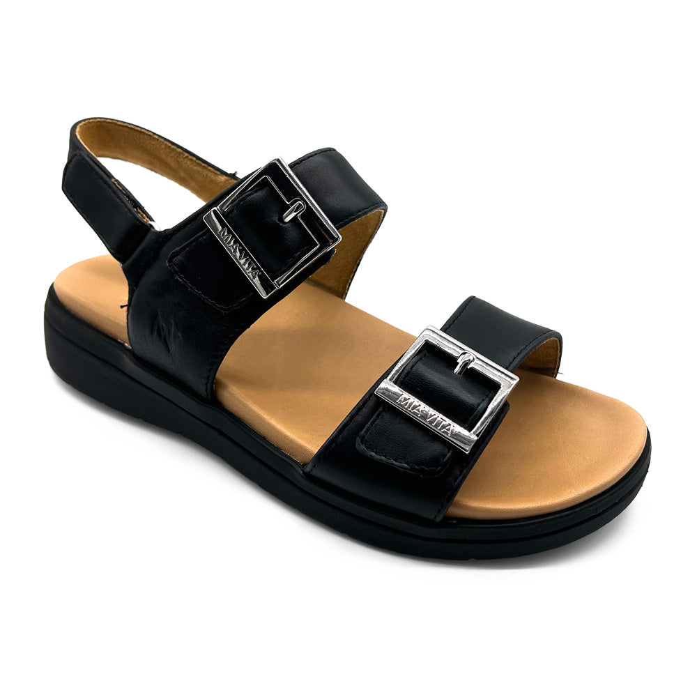 Mia Vita Women's Bettina Black  Natural Fit Footwear