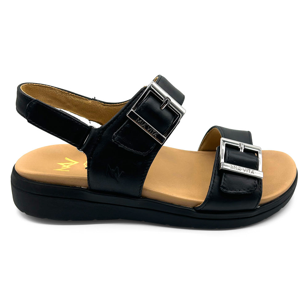 Mia Vita Women's Bettina Black  Natural Fit Footwear