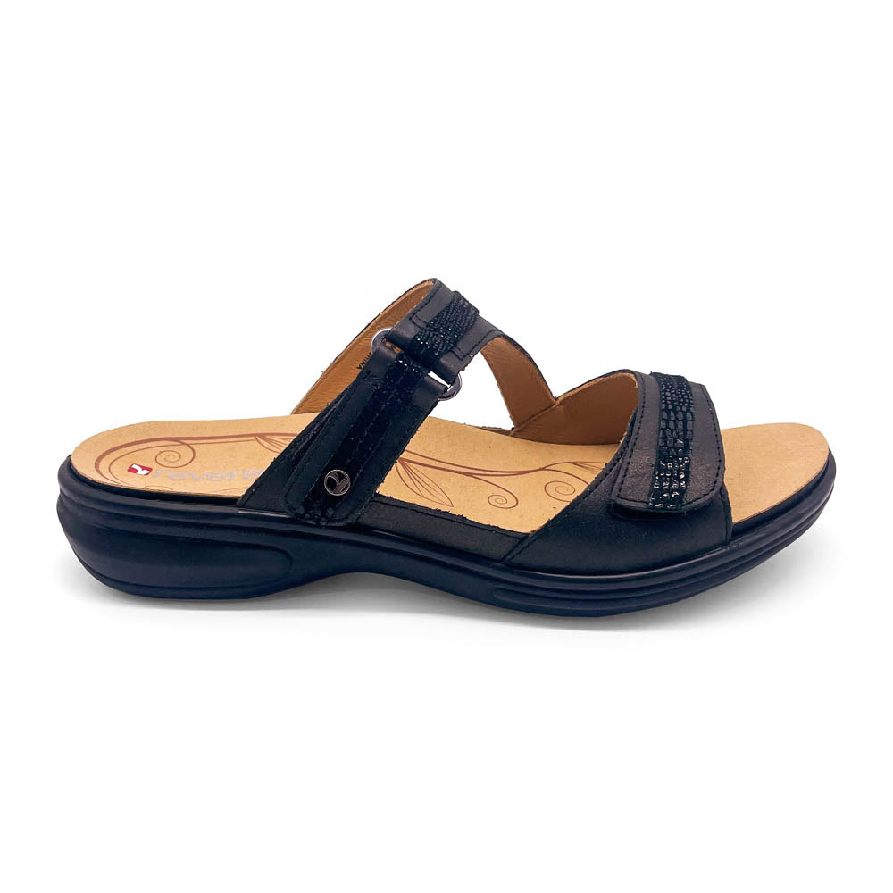 Revere Women's Rio Onyx/Black Lizard  Natural Fit Footwear