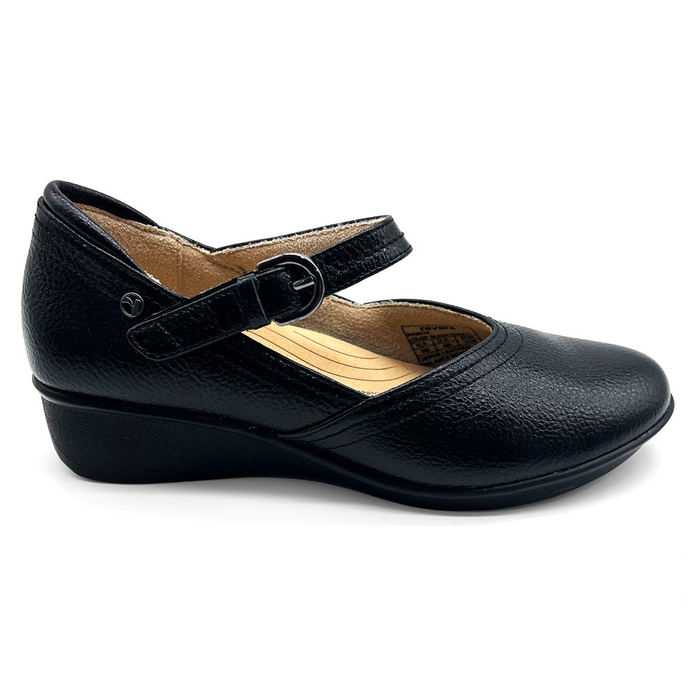 Revere Women's Narita Black Pebble  Natural Fit Footwear