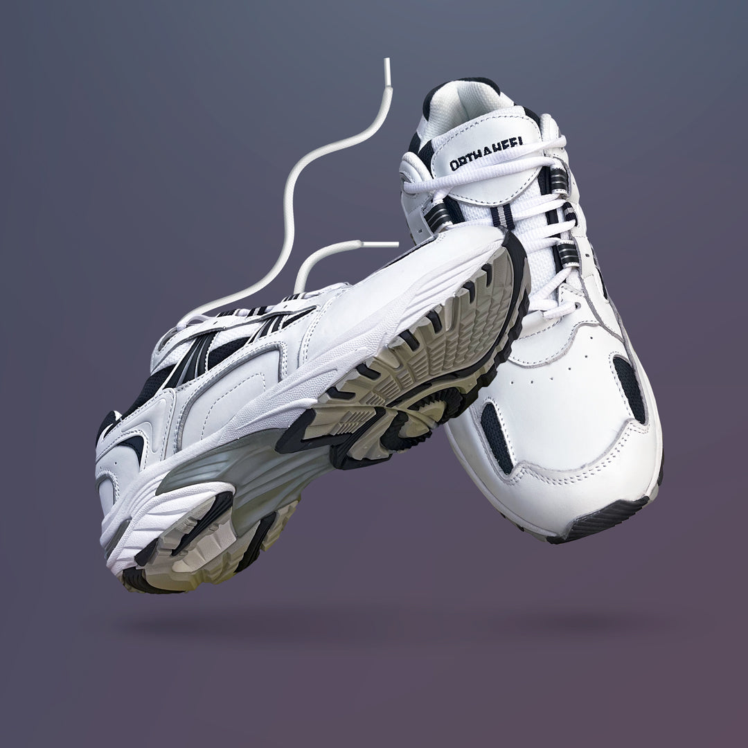 Scholl Orthaheel Men's X-Trainer White/Navy  Natural Fit Footwear