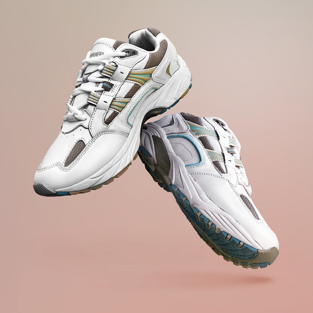 Scholl Orthaheel Women's X-Trainer White Blue  Natural Fit Footwear