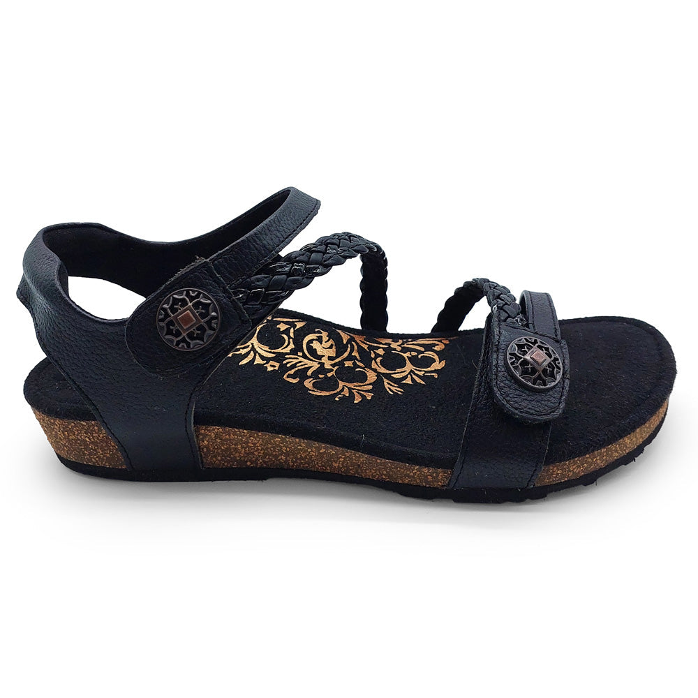 Aetrex Women's Jillian Black Leather  Natural Fit Footwear