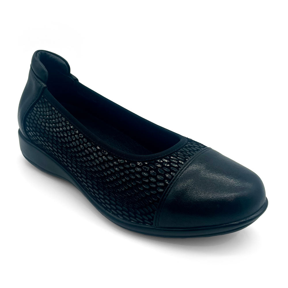 Klouds Women's Walnut Black Snake Stretch Combo  Natural Fit Footwear
