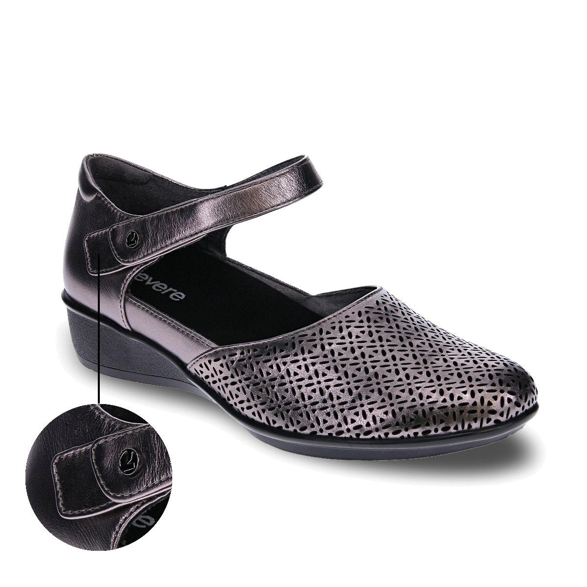 Revere Women's Osaka Gunmetal Lazer  Natural Fit Footwear