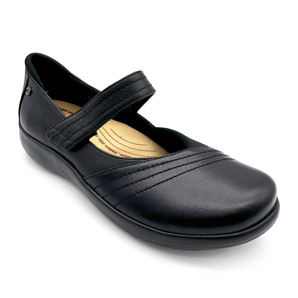 Revere Women's Timaru Wide Black French  Natural Fit Footwear