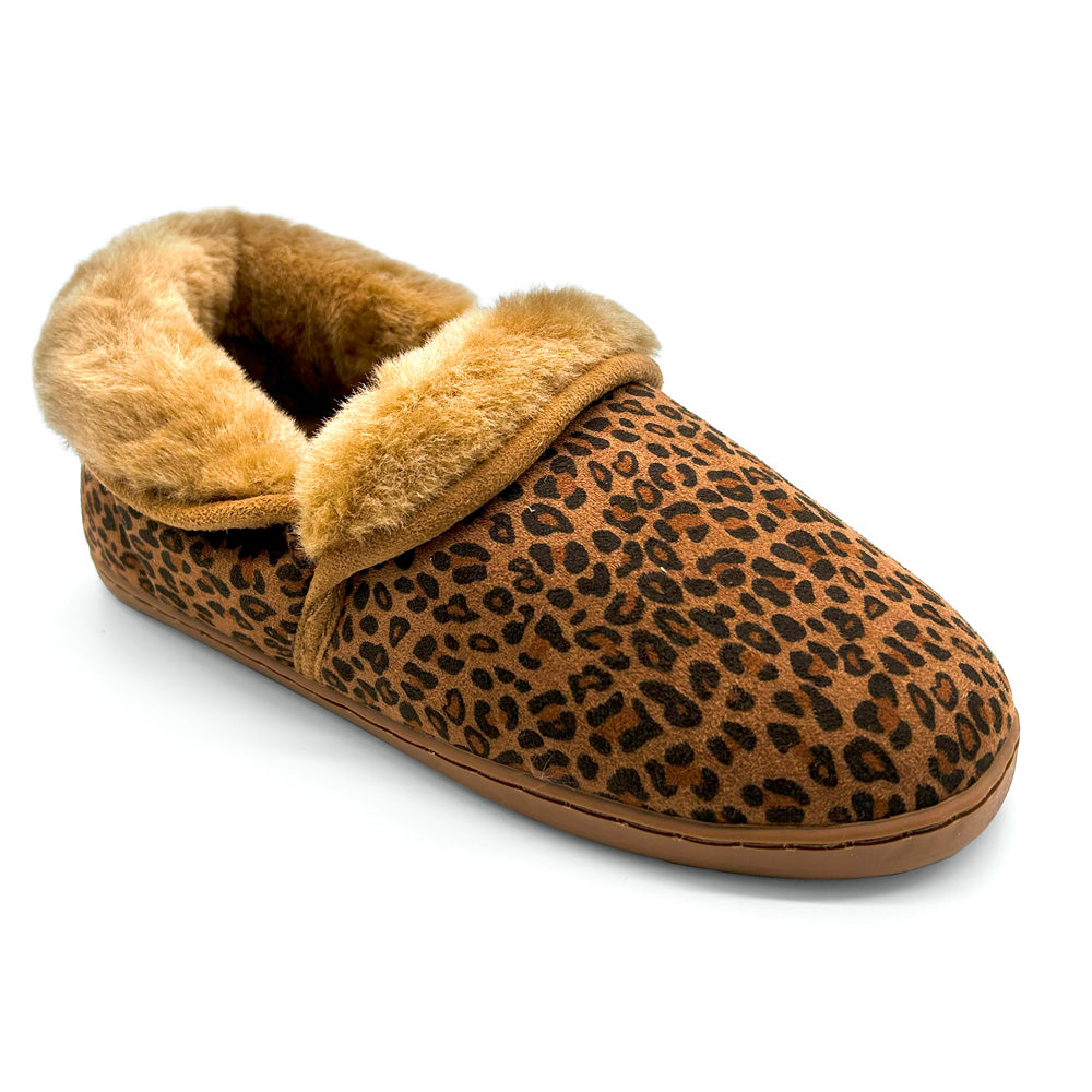 Scholl Orthaheel Women's Snuggle II Slipper Natural Leopard  Natural Fit Footwear