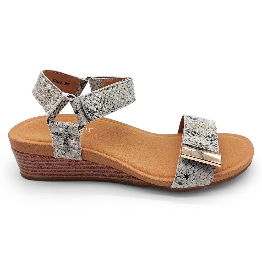 Silver Lining Women's Utica Print Taupe Snake  Natural Fit Footwear